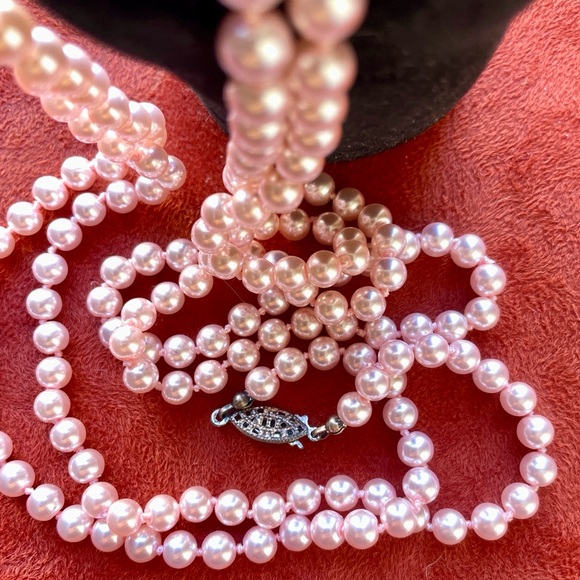 Classic Pastel PINK Faux PEARL Strand NECKLACE - Picture 1 of 7